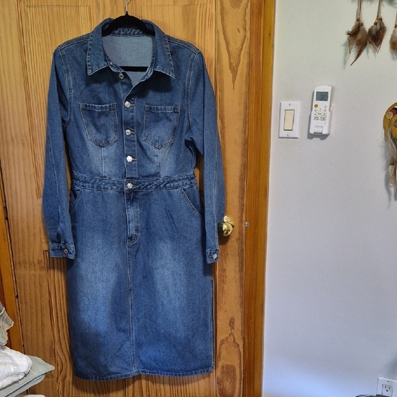 SHEIN Dresses & Skirts - Denim Long Sleeve Button-Up Dress